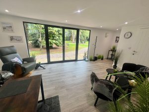 Studio interior with view