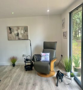 Studio interior with reclining therapy chair